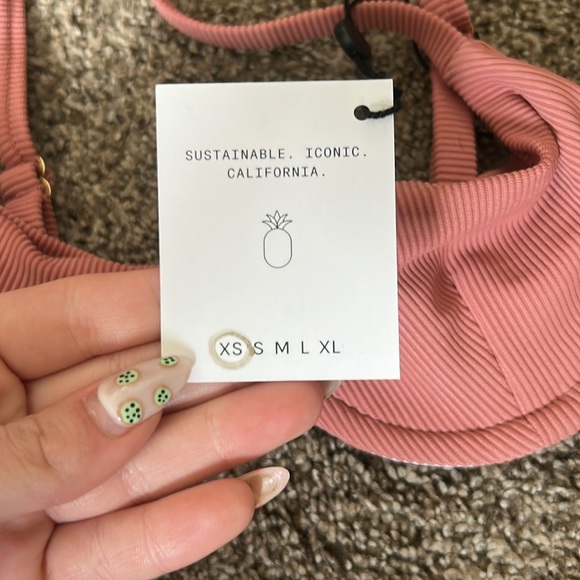 NWT SKATIE Pink Ribbed Swim Top - Picture 2 of 4